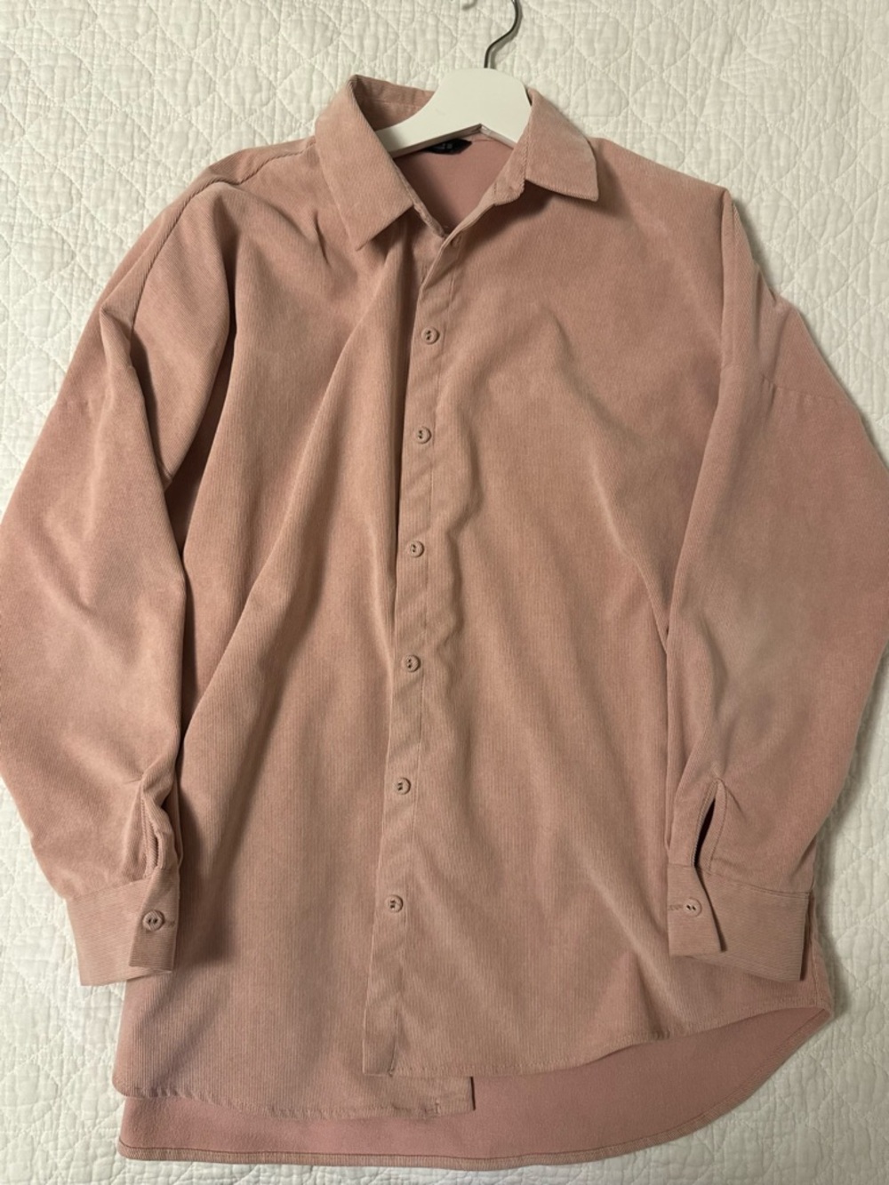 Zara Long-Sleeve Button Down Shirt in Dusty Rose